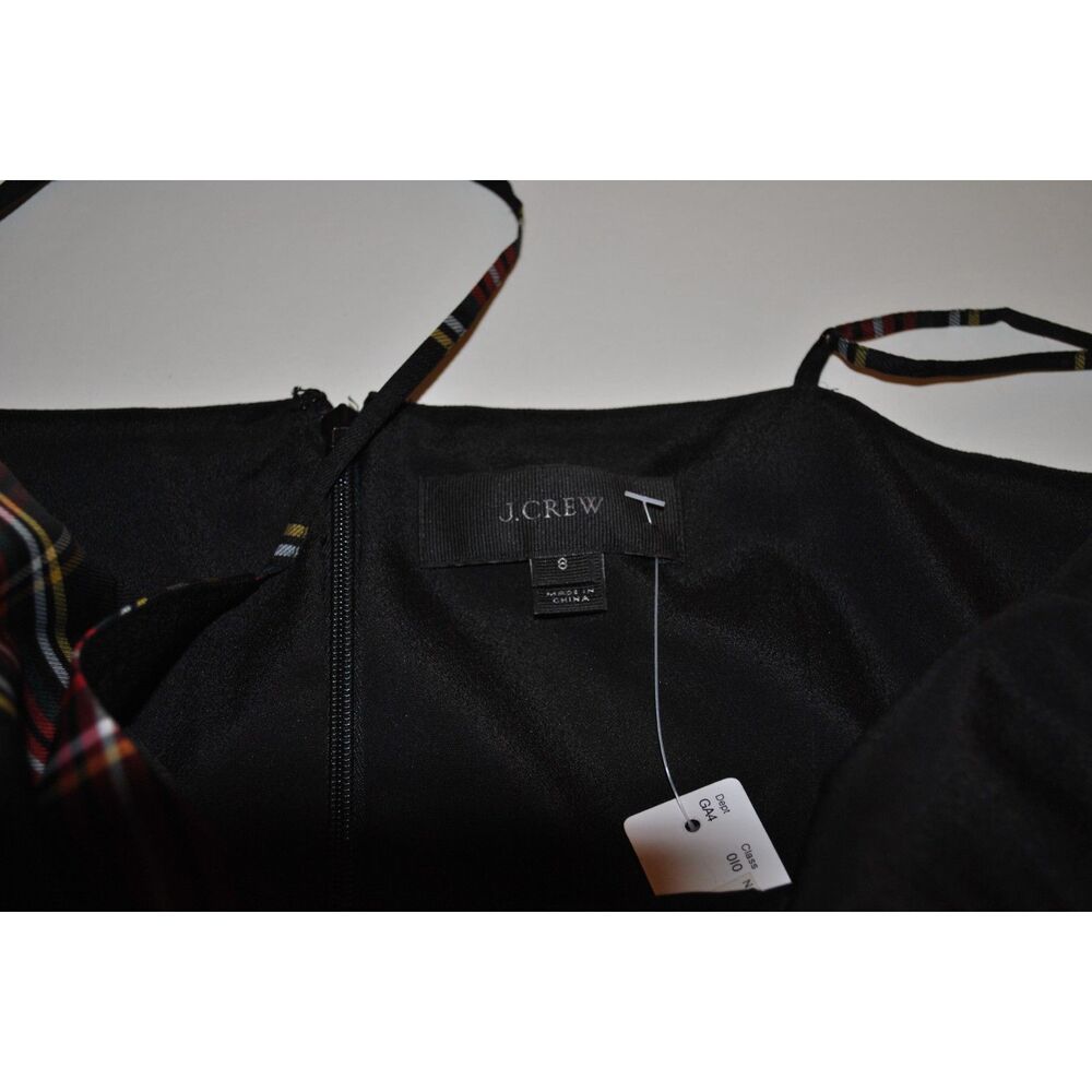 J. Crew Black Stewart Tartan Spagetti Stap Dress Size 8 - Picture 5 of 13